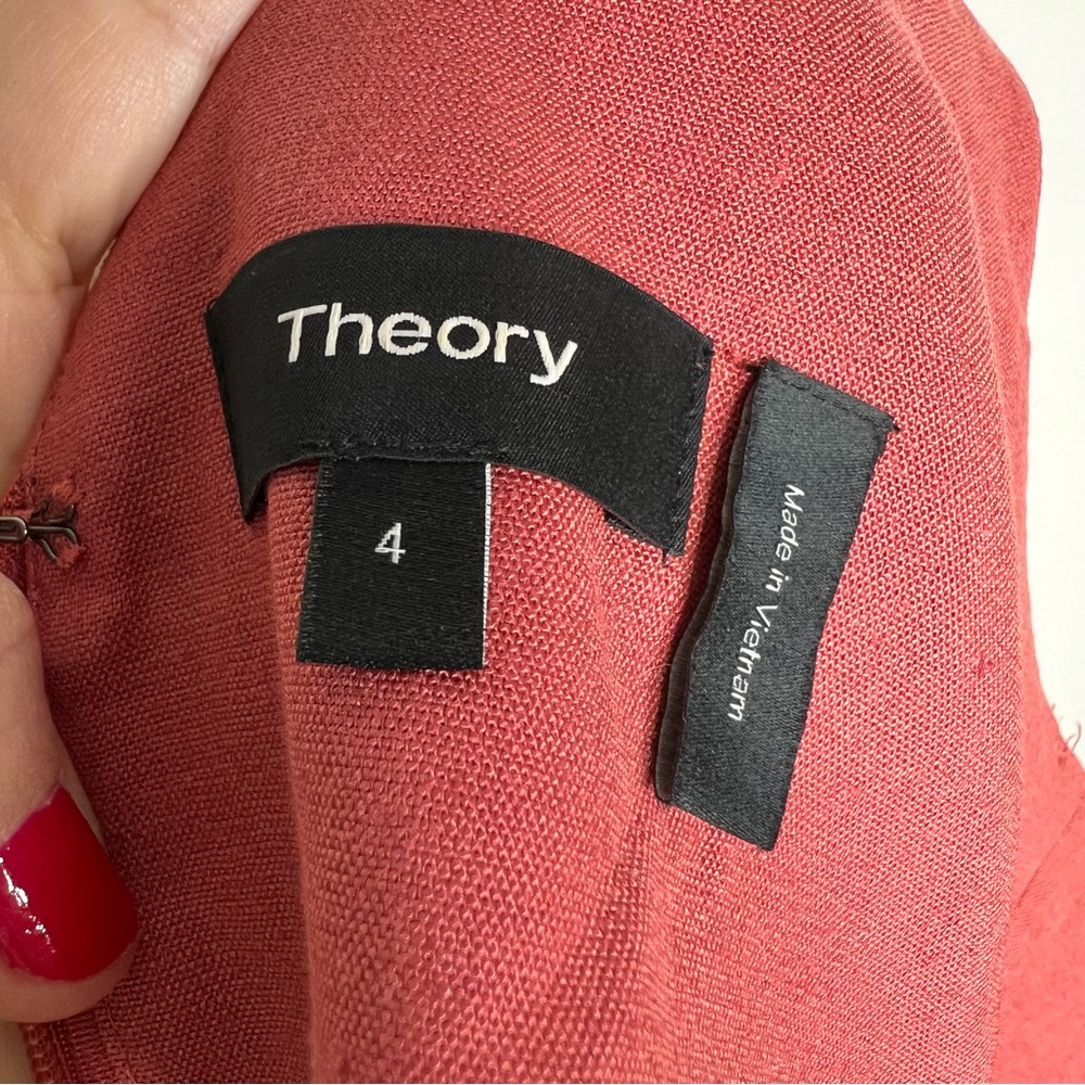 Theory Tadayon Stretch Midi Dress V-Neck Sz 4 - Picture 7 of 8